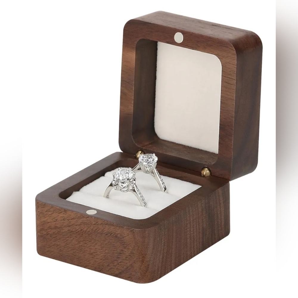 Wooden Ring Box with Two Slots